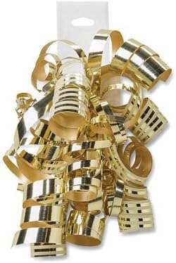 12-Pack Curly Gold Bows - Dazzling Metallic Gift Bows Elegant Cream Stripes