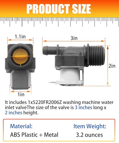 Image of 2026 Upgrade 5220FR2006Z Washer Water Inlet Valve Replacement For LG WM1455HWA /00 WM3555HWA /00 WM3700HWA /01 Washing Machine Front-Load, Replace 4869491 AP6798392 PS12587933 EAP12587933 Etc