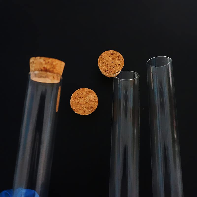24 unids/Lote 25x150mm Tubo de ensayo de Vidrio de Fondo Plano Transparente con Tapones de Corcho Suministros de Laboratorio
