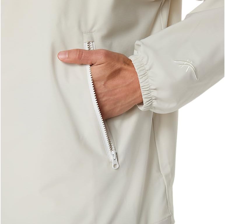 ASICS Unisex HERITAGE DOUBLE WEAVE RELAXED ANORAK Training Apparel, L, LIGHT DUST