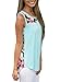 HOTAPEI Floral Sleeveless Tank Tops for Womem Aqua XL