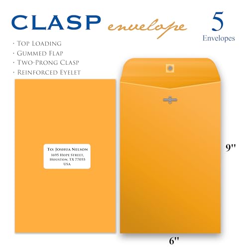 BAZIC Envelope com fecho de 15,24 cm x 22,86 cm (pacote com 6)
