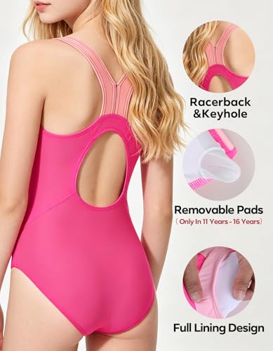 Image of beautyin Girls Swimsuit One Piece Swimwear Athletic Competition Bathing Suit 7-16Y