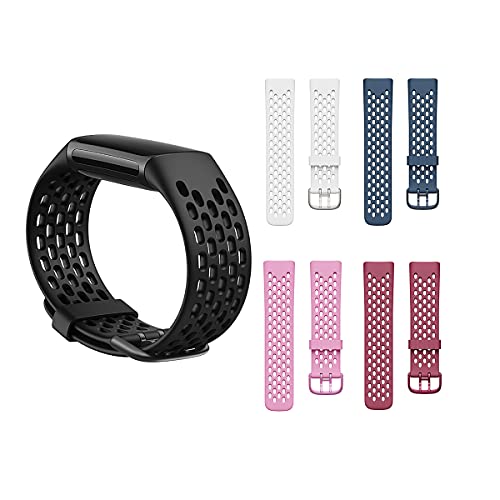 Hugogo Silicone Sport Watch Replacement Bands Strap for Fitbit Charge 5 Advanced Fitness Soft Wristbands for Women Men (Purple, One Size)