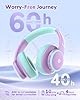 iClever BTH26 Active Noise Cancelling Headphones for Kids, 60H Play Time, Type-C Fast Charging, 80dBA Safe Volume, Bluetooth5.4 Kids Headphones Wireless Aux Cord for Airplane Travel (Purple)
