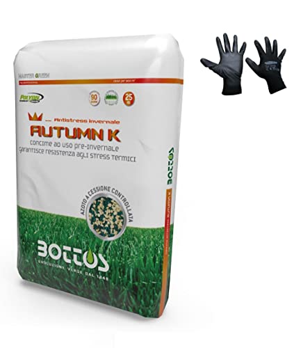 Bottos, Concime granulare Autumn K, antistress pre-invernale per la resistenza agli stress termici (25kg + guanti)