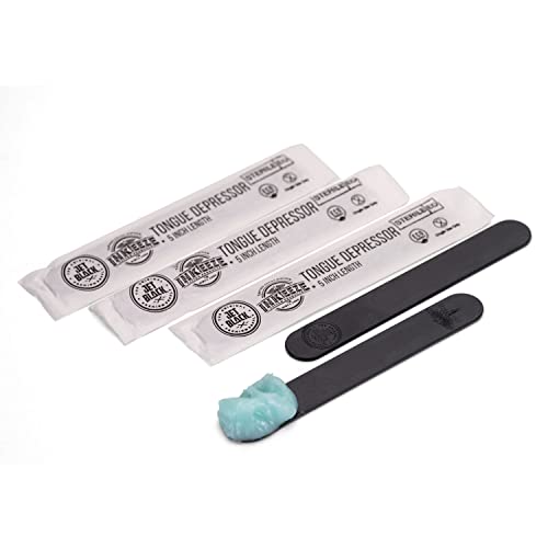 Image of Jet Black Tattoo Tongue Depressor, Eco Friendly Tattoo Supplies, 5 inch Individually packaged and EO Sterilized, Easy Transferring Ointments, 100 Count (Pack of 3)
