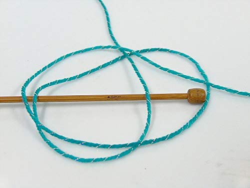 (1) 100 Gram Magic Glitz Teal, Turquoise With Silver Metallic Accent, Self-Striping Acrylic Dk Weight Yarn #TOP2