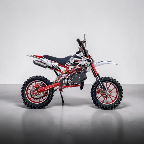 Image of Amaze ZR Super 50cc Petrol Dirt Bike for Kids | 2 Stroke Mini Off Road Bike | Dual Start | Disc Brake | Rear Suspension | Max Speed 45 km /h | Kids Mini Motorcycle (Multicolor Chassis) (RED)