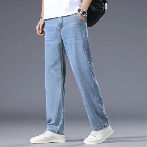 Men's Business Jeans Spring Thin Denim Pants Casual Straight Loose Fit Comfortable Trousers Male3