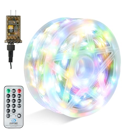 Joiedomi 600 LED Christmas Lights Outdoor,197 FT Multicolor Christmas Tree Lights with 8 Modes Timer, PVC Clear Wire String Lights with Reel for Indoor Outdoor Holiday Xmas Eve Night Decoratios