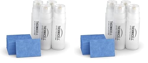 Thermacell Recambio Repelente de Mosquitos, Protección Eficaz 20 m², Compatible con Todos los Dispositivos, 48 Horas de Duración, 4 Cartuchos + 12 Pastillas (Paquete de 2)
