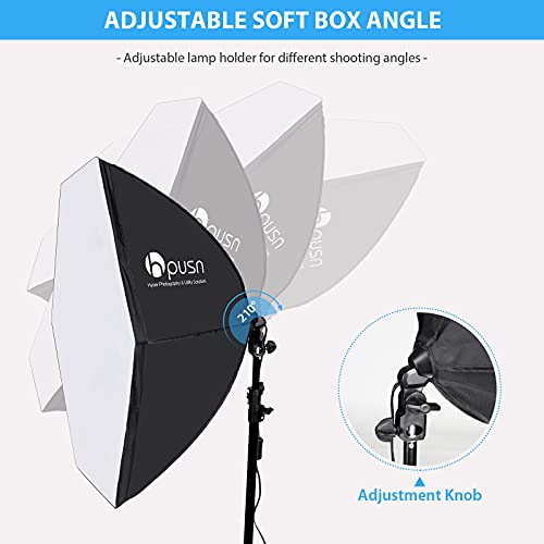 Hpusn Softbox Lighting Kit 2X76X76Cm Professional Continuous Studio Photography Photo Studio Equipment With 2Pcs E27 Socket 85W 6500K Led Bulbs For Portrait And Product Shooting #TOP3