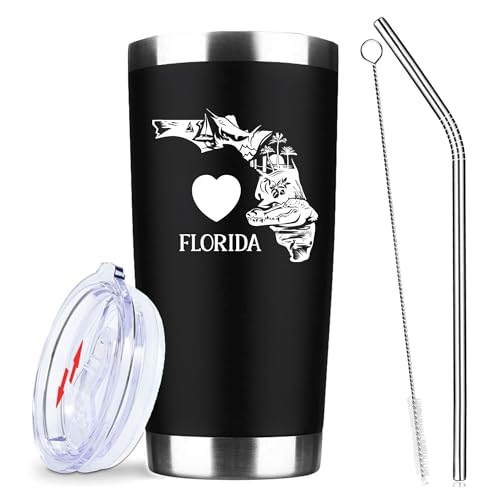 ATHAND 20oz Love Florida State Map Heart Stainless Steel Tumbler with Lid