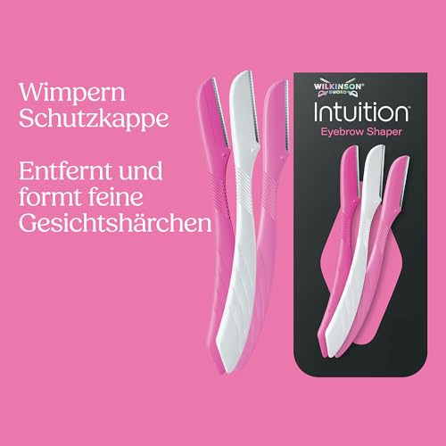 Wilkinson Sword Intuition Perfect Finish Eyebrow Shaper, Gesichtshaarentferner, Augenbrauenformer für die alltägliche Pflege, 3 Beauty-Tools