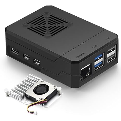 Case for Raspberry Pi 5, Case for Raspberry Pi Pi 5 4 Pin PWM Fan ABS Case with Pi 5 Active Cooler, Heatsink, Simple Removable Top Cover for Raspberry Pi 5 (Official Active Cooler, Black) Cover
