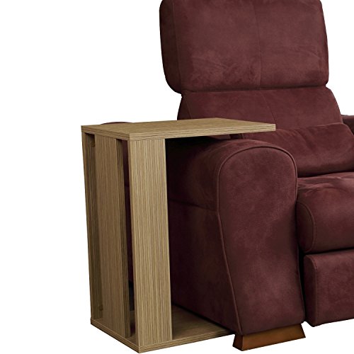 Hanah Home Elegante Mesa Lateral de Nogal con Ruedas Ocultas, 35 x 61 x 45 cm, 100% melamina, 18 mm de Grosor, Espacios de Vida Modernos