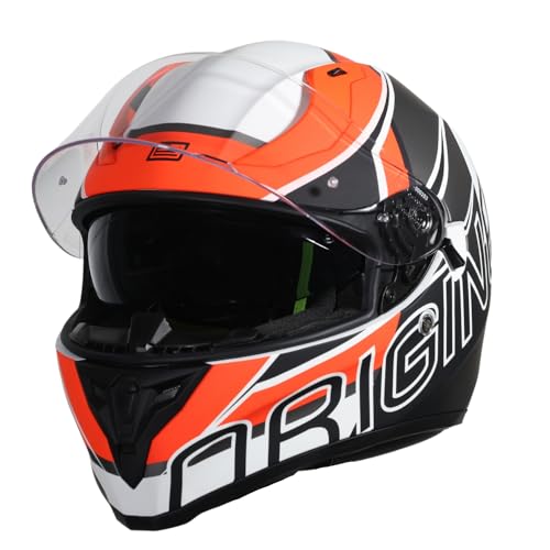 ORIGINE Casco Integral para Moto de Calle con Doble Visera Homologado ECE2206 (Matt Fluo ORINGE-White, XS)