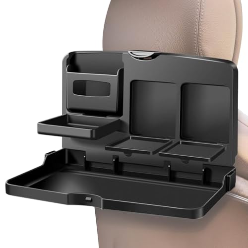 Foldable Car Table, Backseat Tray Desk for Eating, Car Computer Desk with Drink Holder for Truck, SUV, and Vehicle Use, Portable