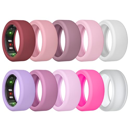 MAKCPOIMER 10 Pack Ring Cover for RingConn Gen 2, Elastic Silicone Ring Protector for RingConn Gen 2 Air Working Out Accessories Men Women (All 10 Colors-2, L (12/13/14))