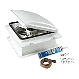 Furrion 10-Blade, 14' RV Rooftop Vent Exhaust Fan with Lid, Four Fan Speeds, Push-Button Controls, Removable Insect Screen, Flush-Mount Design for 2' to 7' Thick Roofs, White - FVF14D90R6A-PS-AM