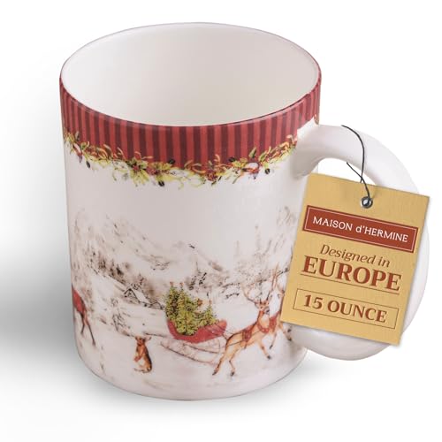 Maison d' Hermine Coffee Mug with Handles Tea Cups (12 Ounce, Pack of 1)