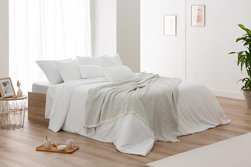 Couverture coton gaufre lit couvre-lit multifonction canapé gris