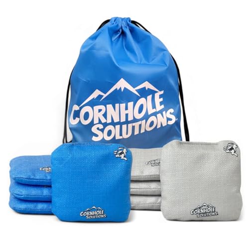 Cornhole Solutions Cornhole Bags Set of 8 – Regulation Pro Style 6x6 – Resin Filled + Tote Bag (Turquoise/Grey)