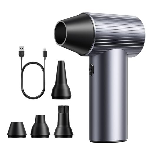 300000RPM Soffiatore Aria Compressa in Metallo - Mini Soffiatore a Batteria con 3 Velocità...