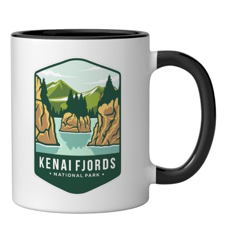 Taza de cerámica Kenai Fjords National Park negro/blanco miniatura 2