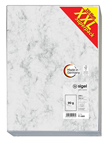 Papier marbre Sigel A4 gris pour éditer vos certificats et courriers
