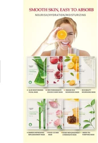 Organic Face Mask,Collagen Face Mask Sheet,Fruit Extracted Beauty Face Mask Multipack,Skincare Facial Mask Sheets,Facial Mask facial,Moisturizing Facial Mask,Skin Repair Mask.8 Sheets.