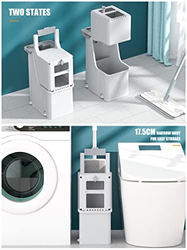 Mop And Bucket With Wringer Set, Flat Floor Mop And Bucket, Clean/Dirty Water Separation Save Water Design, 4Pcs Washable Microfiber, Household Cleaning Tools, For Hardwood, Laminate, Tile #TOP4