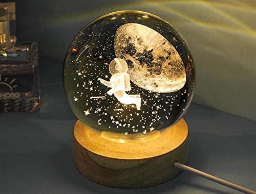 Pozbee Table Lamp Space LED Lights, Small 3D Desk Lamp, Astronaut Crystal Ball, Unique Christmas Gift Ideas, Nursery Night Light Sphere (Space)