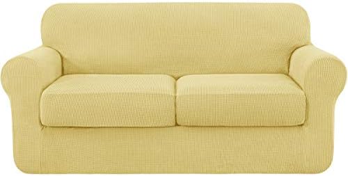 subrtex 3-Seater Sofa Cover with 3 Separate Cushion Covers, Stretch Sofa Slipcover Replacement Furniture Protector (Sofa, Teal)