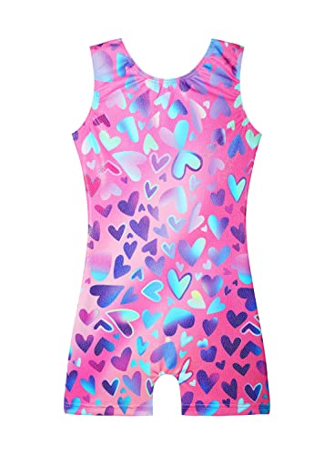 Image of EQSJIU Gymnastics Leotards for Girls Kids Rainbow Mosaic Mermaid Butterfly Stars Leopard Galaxy Tie Dye Cosmos Leopard