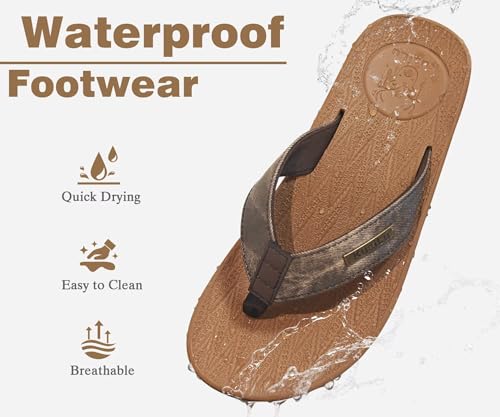 Image of KuaiLu Mens Flip Flops Arch Support Comfortable Summer Beach Thong Sandals Yoga Foam Cushion Slip on Slippers