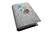 Gotteslob - Hülle aus Filz - Symbole - braun - Geschenk zur Kommunion - Geschenk zur Geburt oder Taufe Geburt oder Taufe