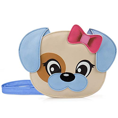Ava & Kings Girl Faux Leather Purse Shoulder Handbag Bag for Kids Blue Puppy Dog