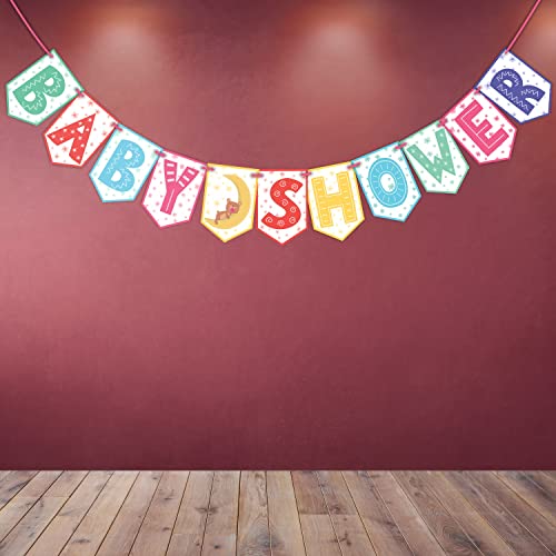 Image of Wobbox All Occasion Indian Family Photo Booth Party Props (18 Pieces) & Wobbox Baby Shower Bunting Banner Multicolor