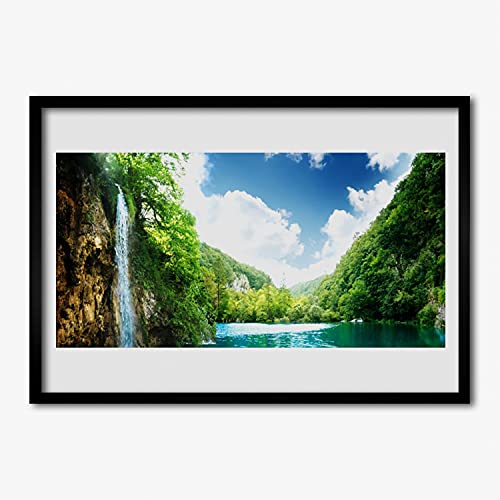 Photo cadre en mdf murale affiche avec cadre forêt de montagne lake nature 70x50