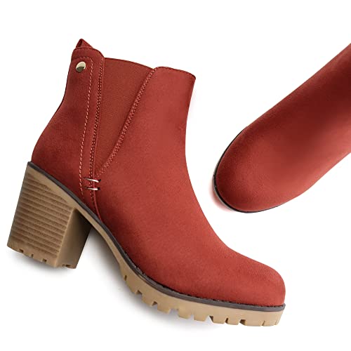 Image of JABASIC Women Suede Ankle Booties Slip On Chelsea Boots