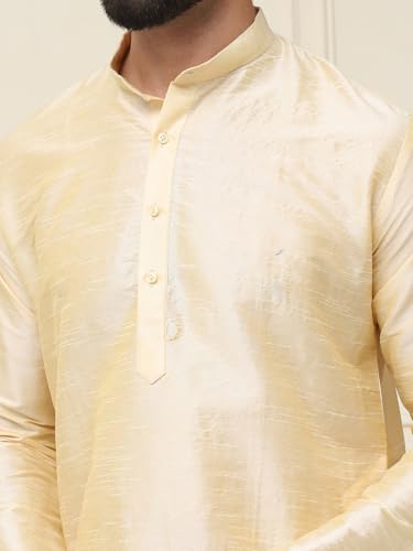 Image of SOJANYA Men's Dupion Silk Solid (Since 1958 Kurta Set & Churidaar Pyjama