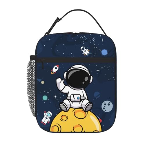 Space Spaceman Astronaut Insulated Lunch Bag Kids Lunch Box for Girls Boys