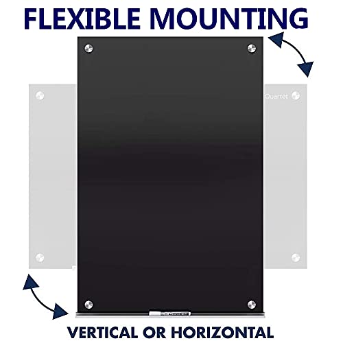 Dexboard Black Glass Board Frameless Tempered Glass Dry Erase Board With Marker Tray For Interactive Office, Wall Mounted Frosted Glass Board, 60" X 40", Black #TOP5