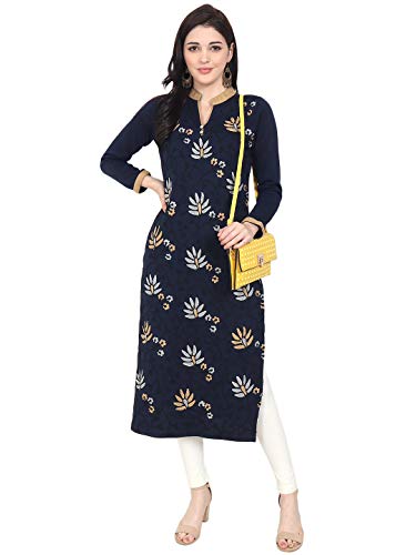 Image of Rosary Women's Winter Wear Embroidered Warm Woolen Straight Full Sleeve Kurti with Pockets