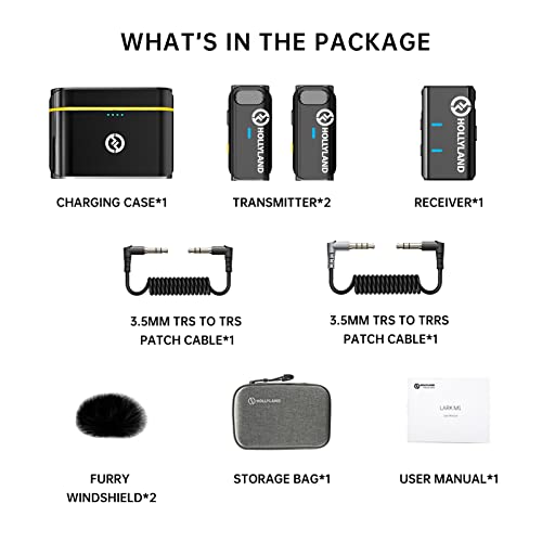 Image of Hollyland Lark M1 Wireless Lavalier Microphone, Dual-Channel Lapel Mic with Noise Cancellation, 656ft 8h, Compatible with iPhone Camera YouTube Video Recording Live Stream Podcast Interview Vlog