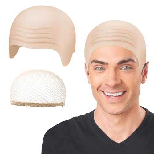 LFBEST Halloween Bald Cap Fancy Dress with Wig Cap