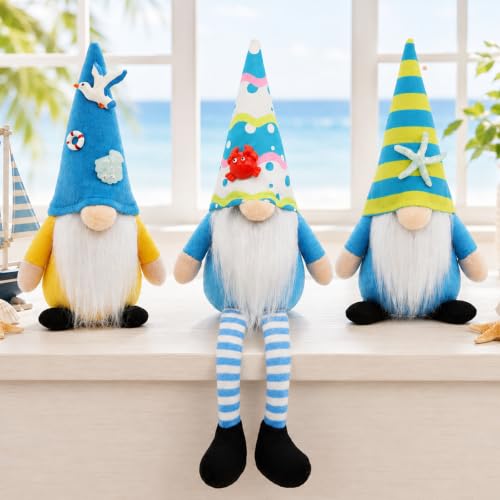 KnomeKo Summer Gnomes 3Pcs Beach Theme Summer Decorations for Home Office