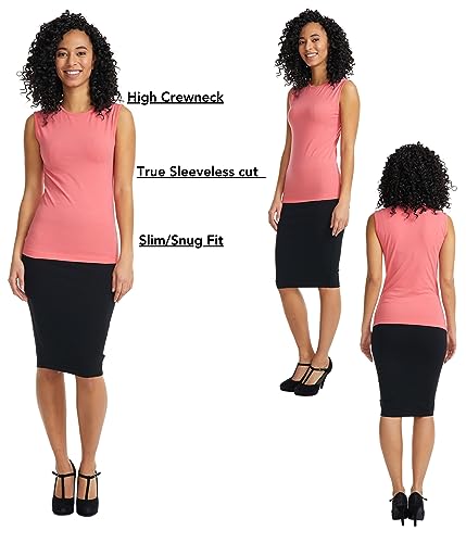 Image of ESTEEZ Women's Sleeveless Fitted Tank Top - Stretch Cotton Blend, Layering Essential